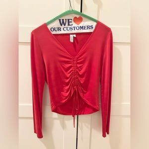 & Other Stories Red Fitted Drawstring Top